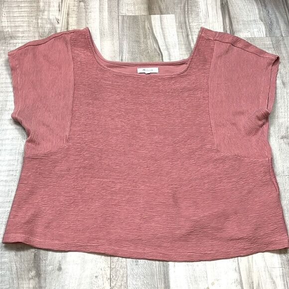 Madewell boxy tee textured fabric size large salmon pink - Picture 1 of 6